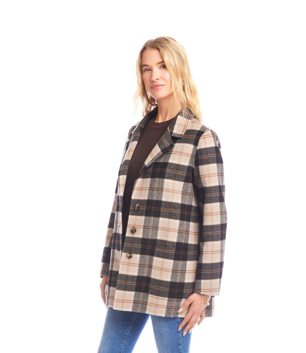 Oversized Brushed Plaid Blazer