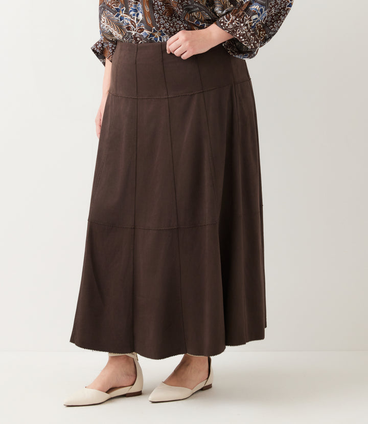 Plus Size Tiered Faux Suede Midi Skirt