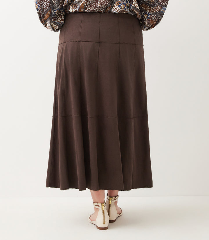 Plus Size Tiered Faux Suede Midi Skirt