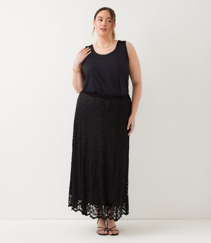 Plus Size Lace Midi Skirt