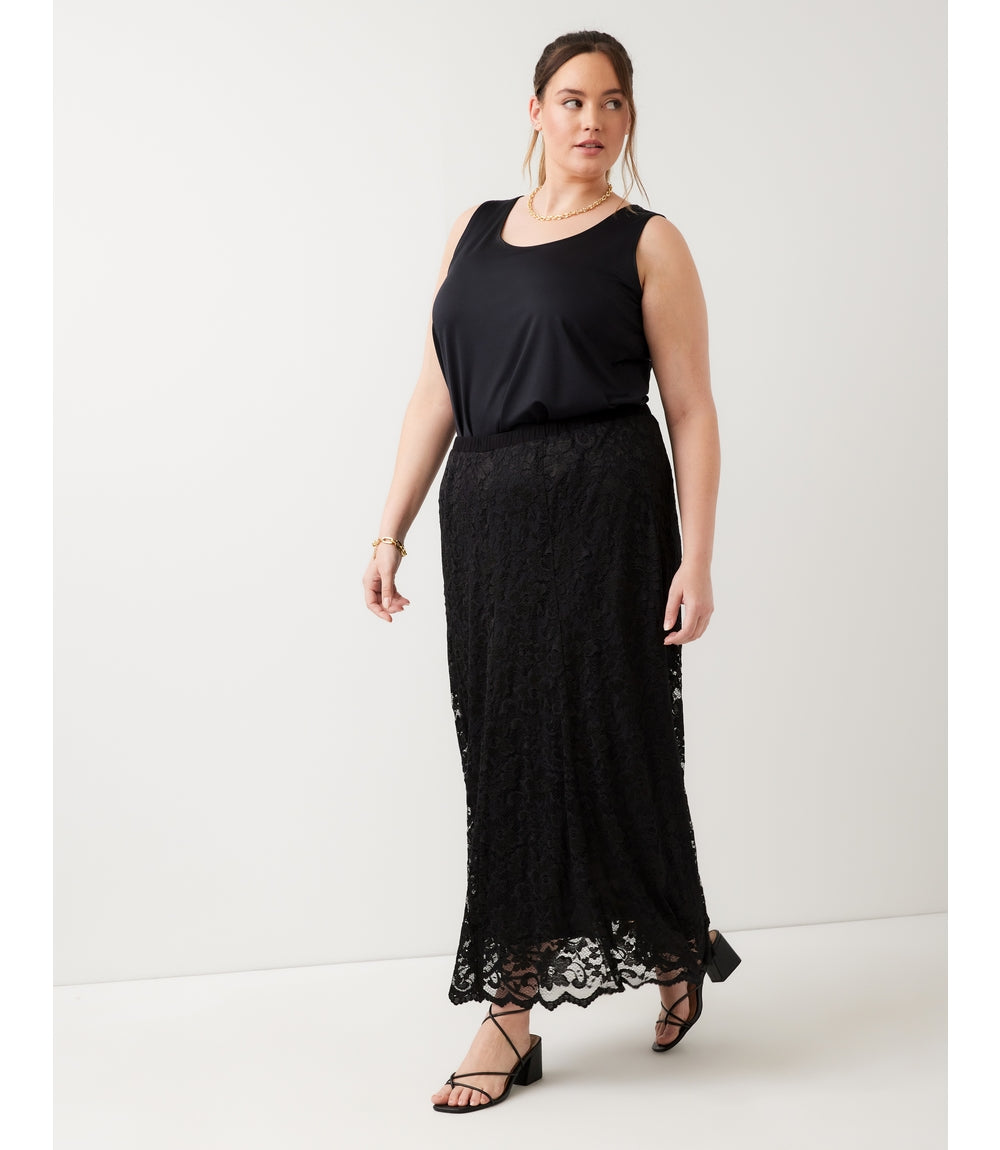 Plus Size Lace Midi Skirt