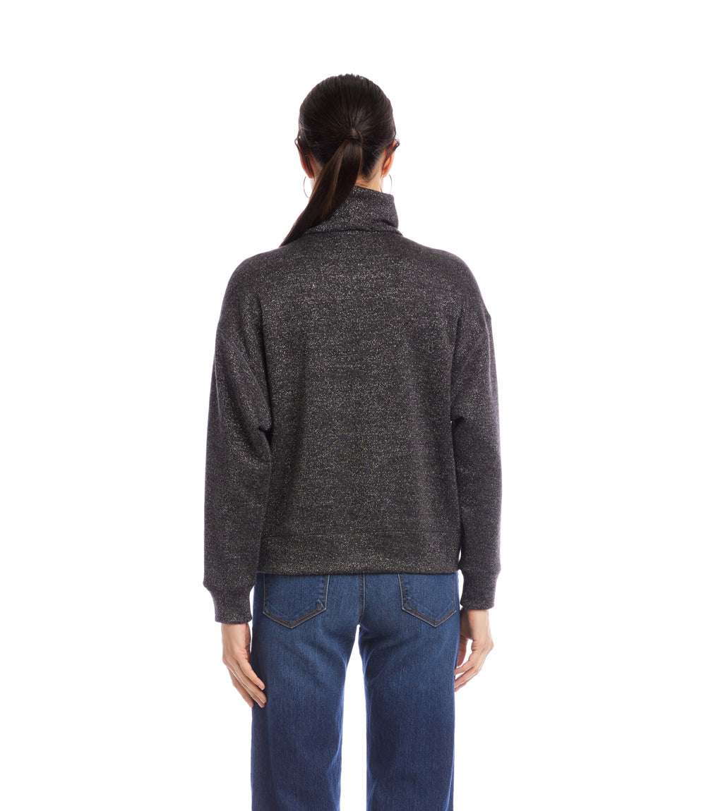 Long Sleeve Faux Wrap Turtleneck Top