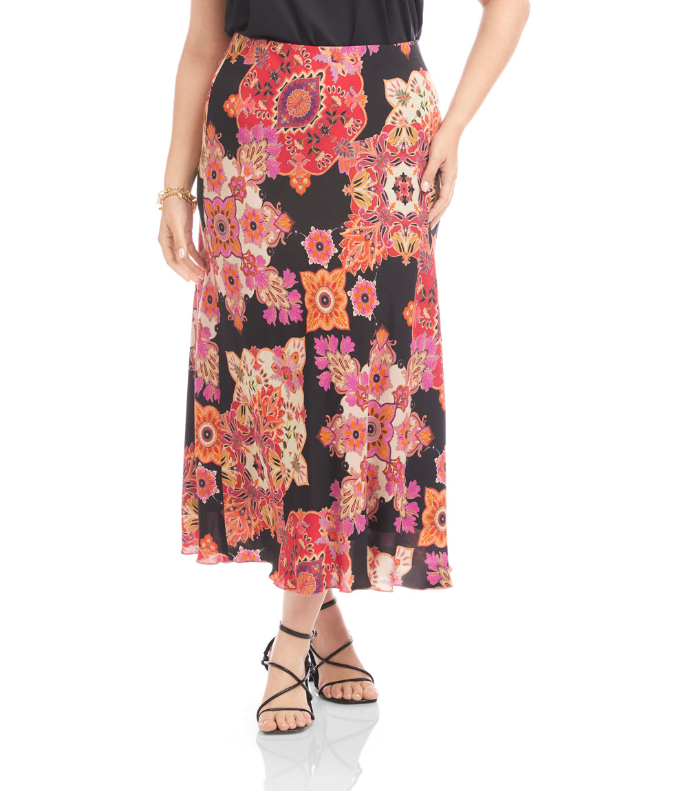 Plus Size Bias Cut Midi Skirt