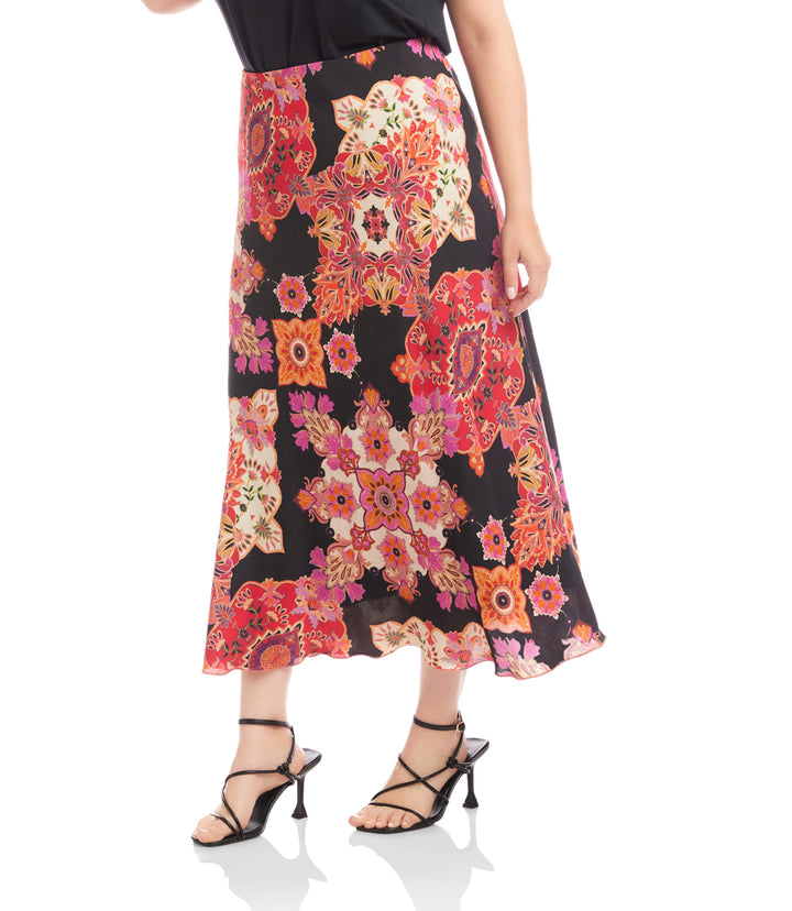 Plus Size Bias Cut Midi Skirt