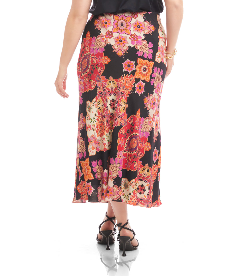 Plus Size Bias Cut Midi Skirt