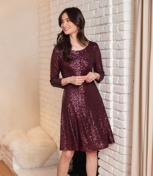 3/4 Sleeve Sequin Dress