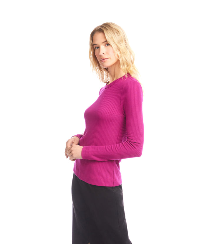 Ribbed Long Sleeve Crewneck Top