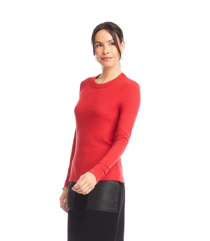Ribbed Long Sleeve Crewneck Top