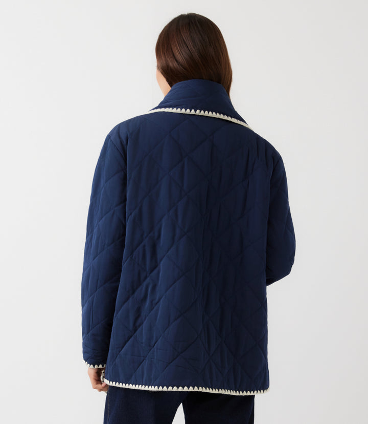 Edge Stitch Quilted Scarf Jacket