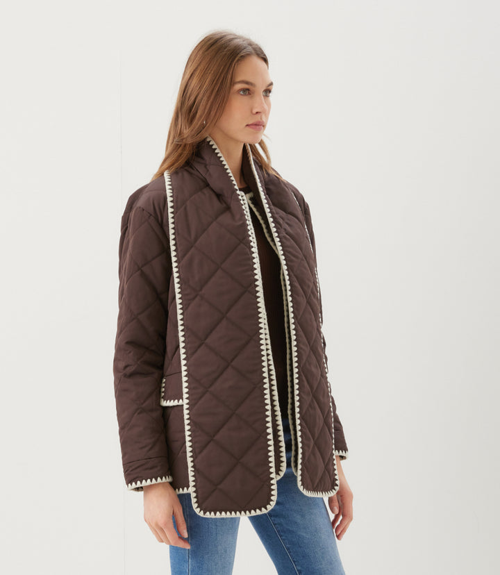 Edge Stitch Quilted Scarf Jacket