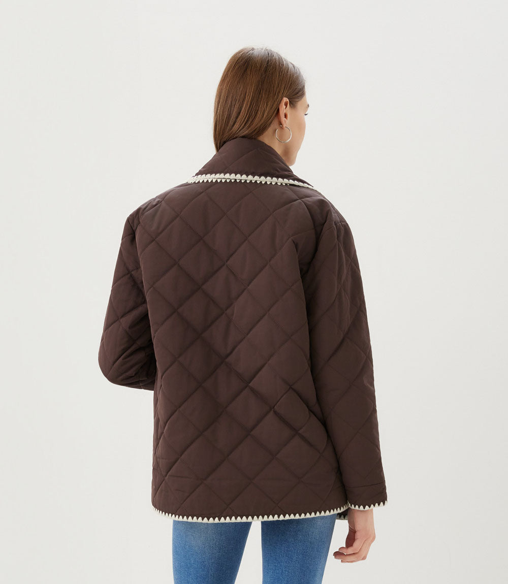 Edge Stitch Quilted Scarf Jacket