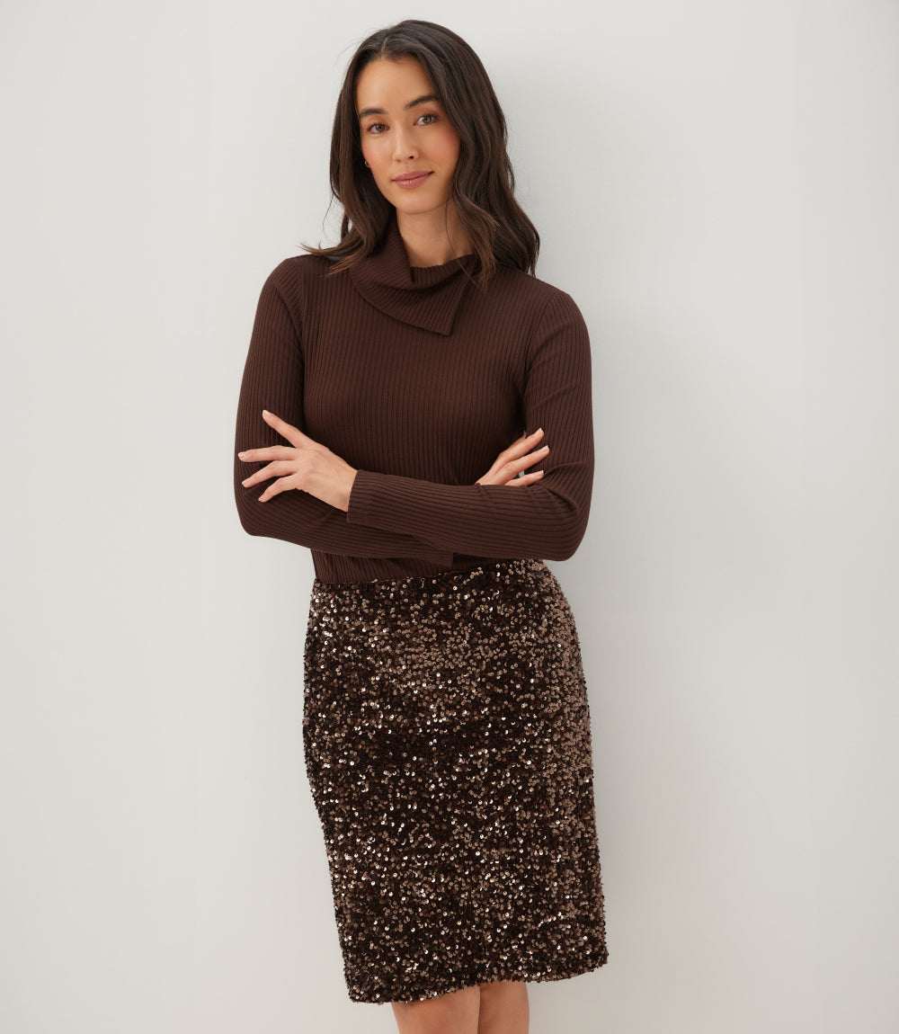 Velvet Sequin Pencil Skirt