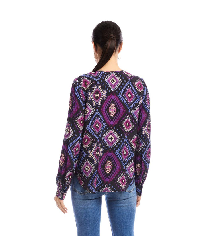 Long Sleeve Shirred Blouse