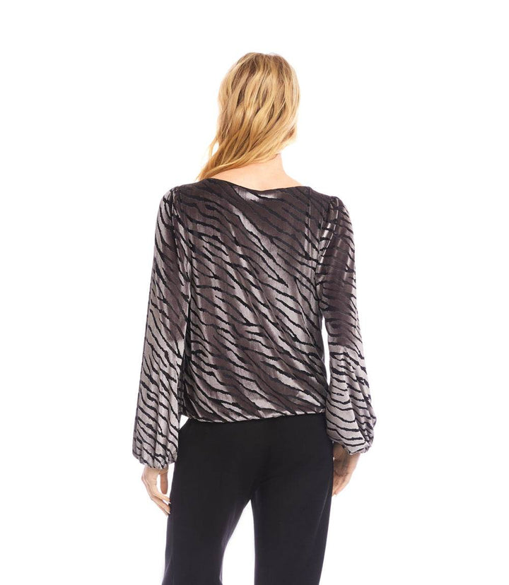 Blouson Sleeve Velvet Burnout Boatneck Top