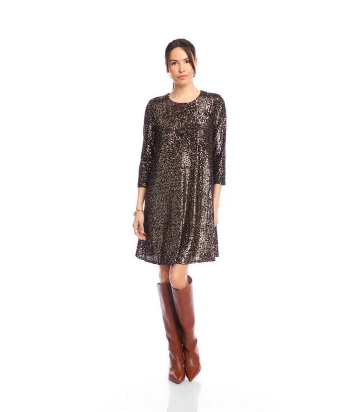 3/4 Sleeve Sequin Swing Dress
