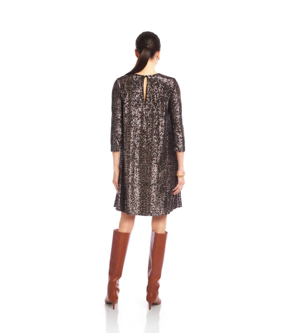 3/4 Sleeve Sequin Swing Dress