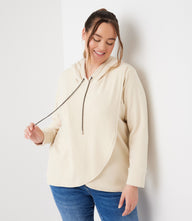 Plus Size Rhinestone Drawstring Crossover Sweatshirt
