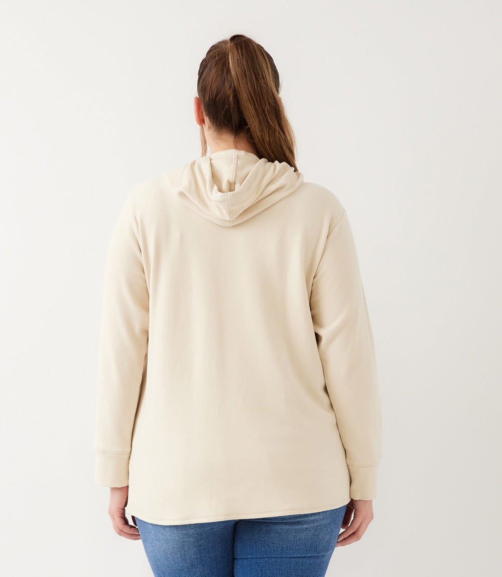 Plus Size Rhinestone Drawstring Crossover Sweatshirt