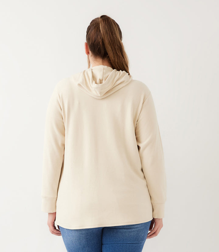 Plus Size Rhinestone Drawstring Crossover Sweatshirt