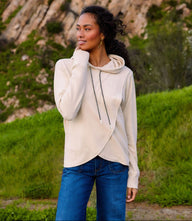 Rhinestone Drawstring Crossover Sweatshirt