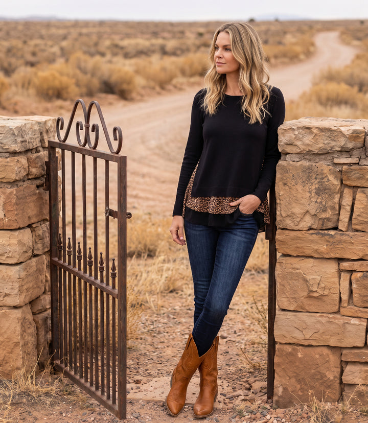 Layered Contrast Sweater