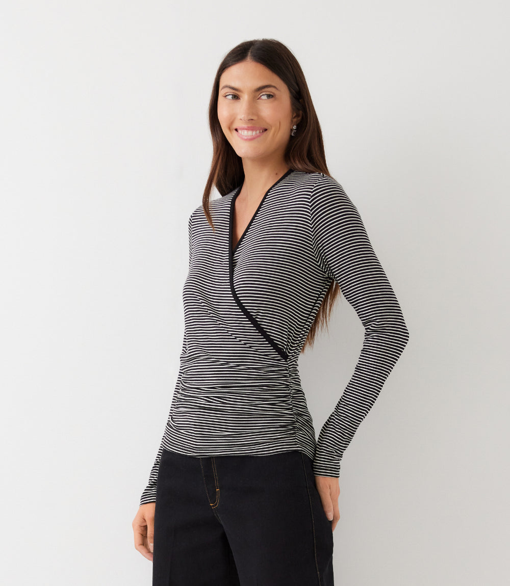 Side-Shirred Crossover Top