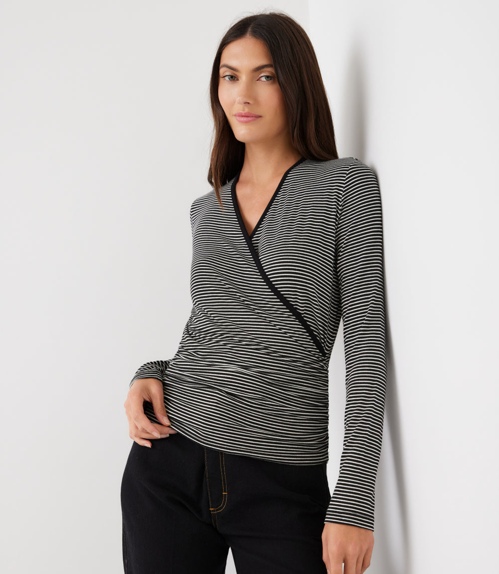 Side-Shirred Crossover Top