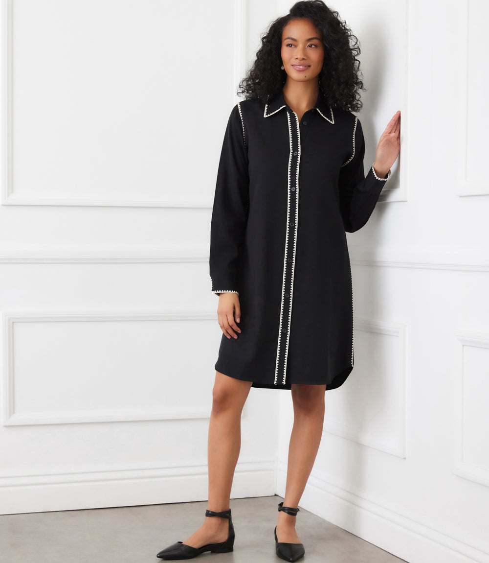 Long Sleeve Edge Stitch Shirtdress
