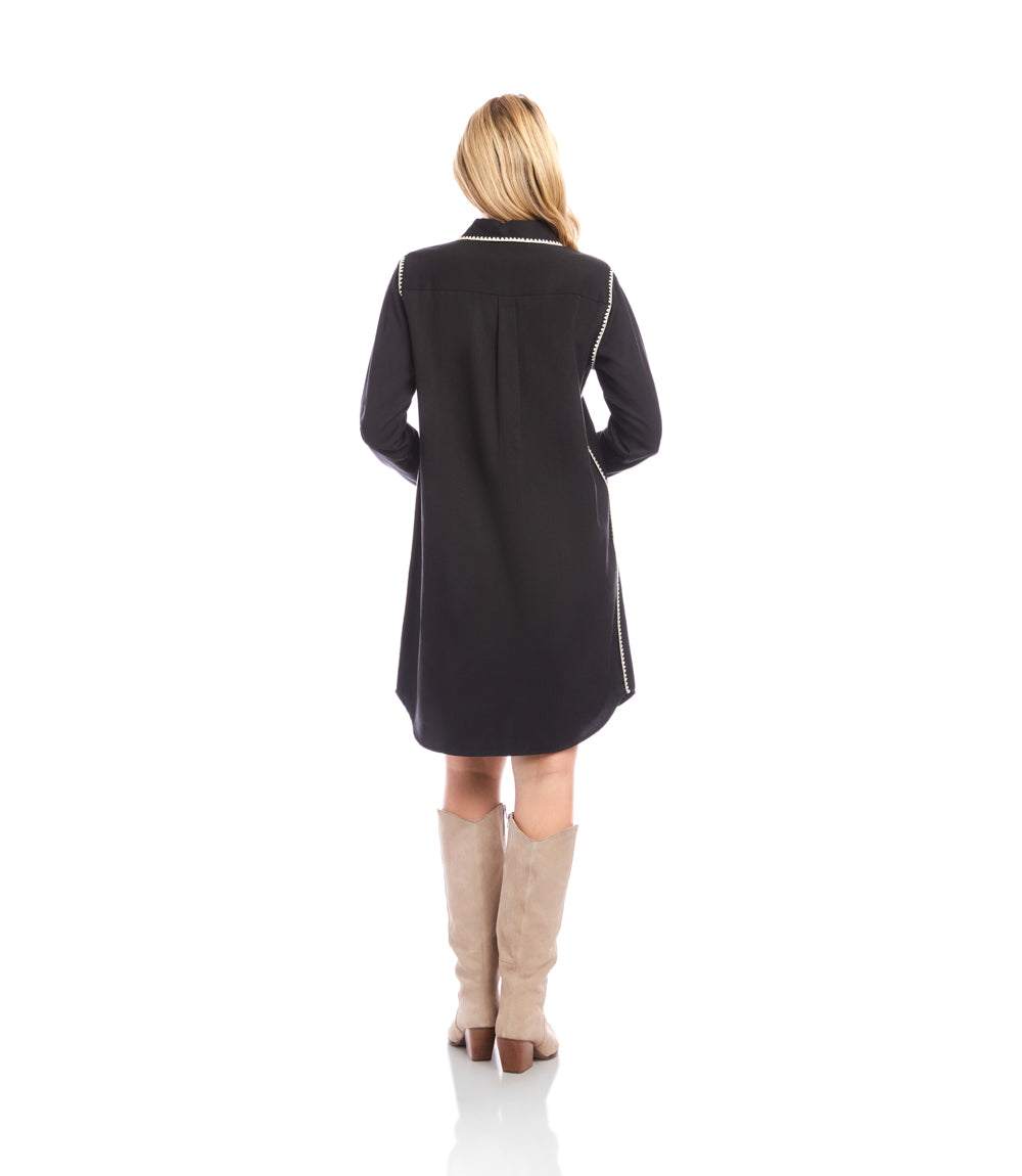 Long Sleeve Edge Stitch Shirtdress