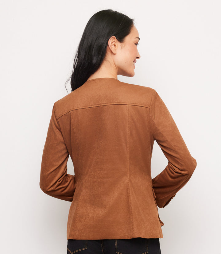 Faux Suede Cargo Jacket