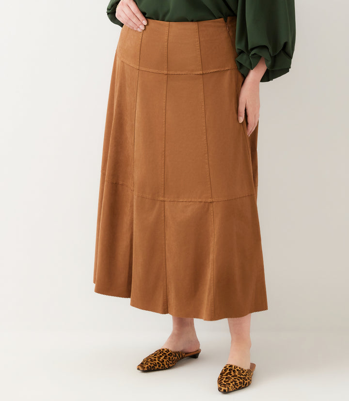 Plus Size Tiered Faux Suede Midi Skirt