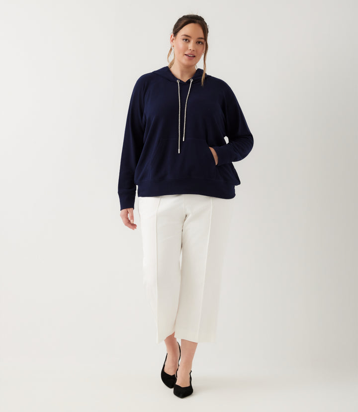 Plus Size Rhinestone Drawstring Hoodie Sweatshirt