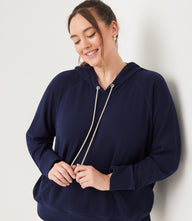 Plus Size Rhinestone Drawstring Hoodie Sweatshirt