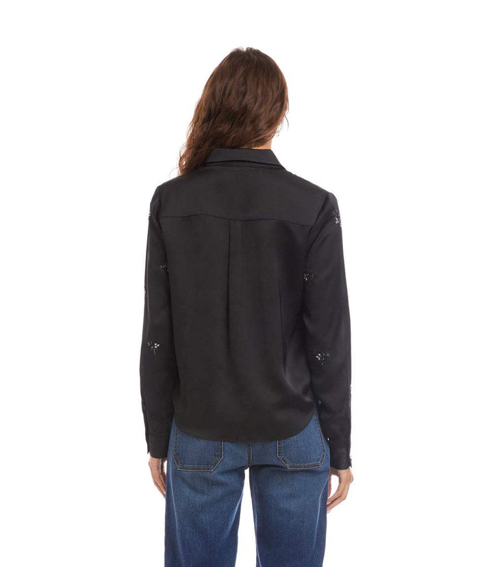 Long Sleeve Embellished Button-Up Shirt