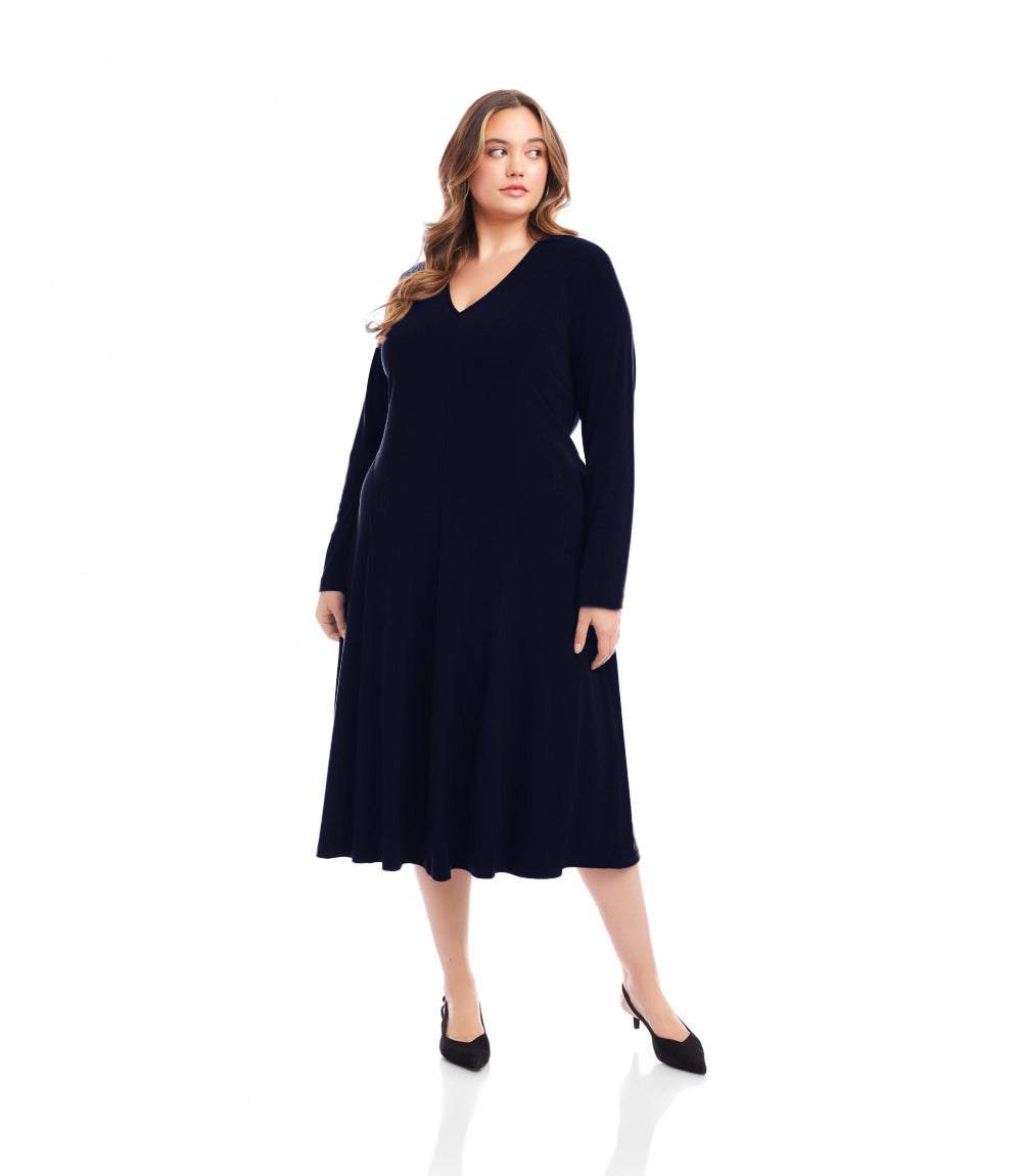 Plus Size Kate V-Neck Midi Travel Jersey Dress