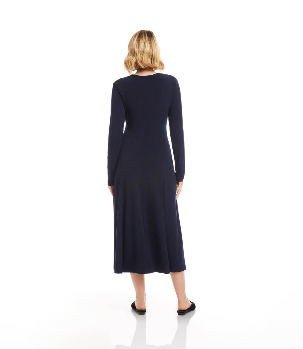 Karen Kane Women's Kate V-Neck Midi Travel Jersey Dress, Small, S, Navy, Polyester/Spandex Karen Kane Women's Kate V-Neck Midi Travel Jersey Dress, Small, S, Navy, Polyester/Spandex