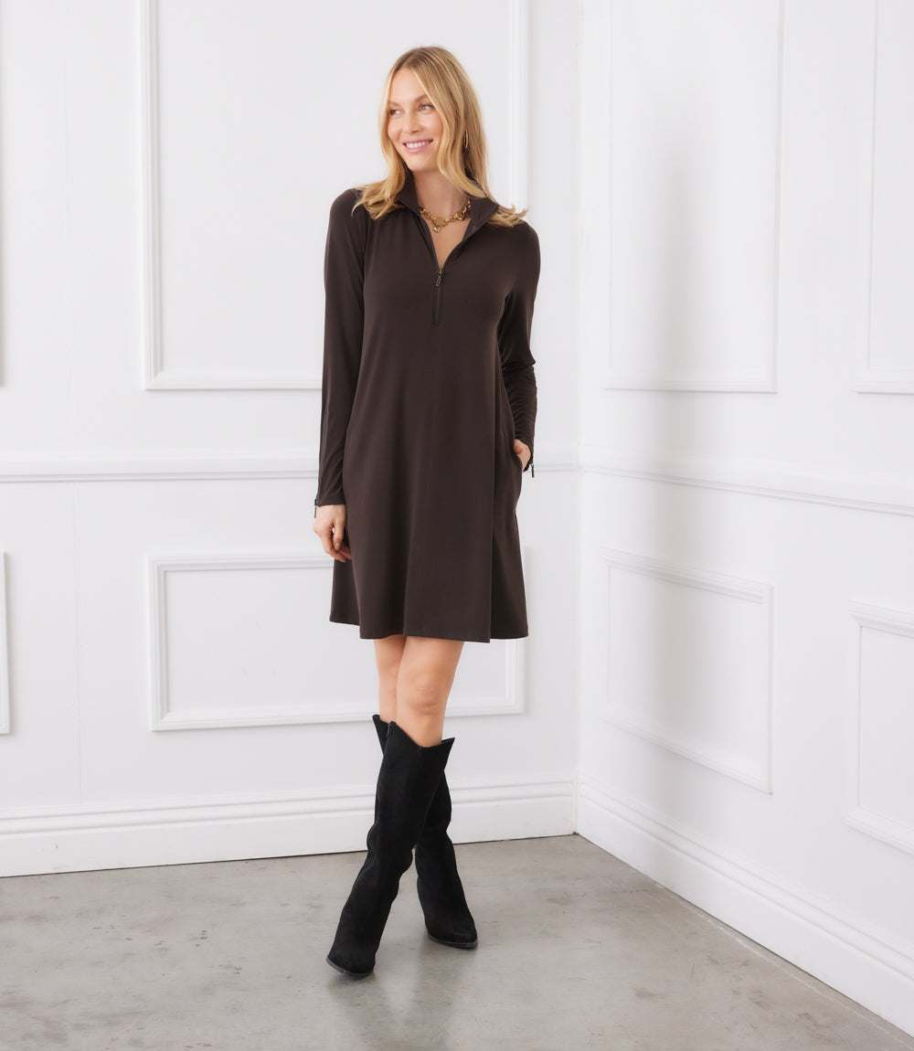 Zip-Up Travel Jersey Dress - Comfortable Petite Travel Jersey Dress for Casuals Karen Kane Zip-Up Travel Jersey Dress - Comfortable Petite Travel Jersey Dress for Casuals Karen Kane