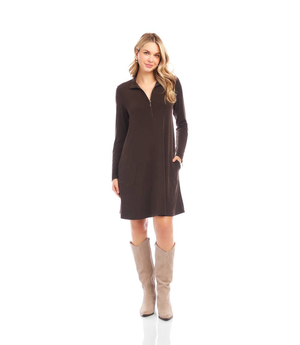 Zip-Up Travel Jersey Dress - Comfortable Petite Travel Jersey Dress for Casuals Karen Kane Zip-Up Travel Jersey Dress - Comfortable Petite Travel Jersey Dress for Casuals Karen Kane