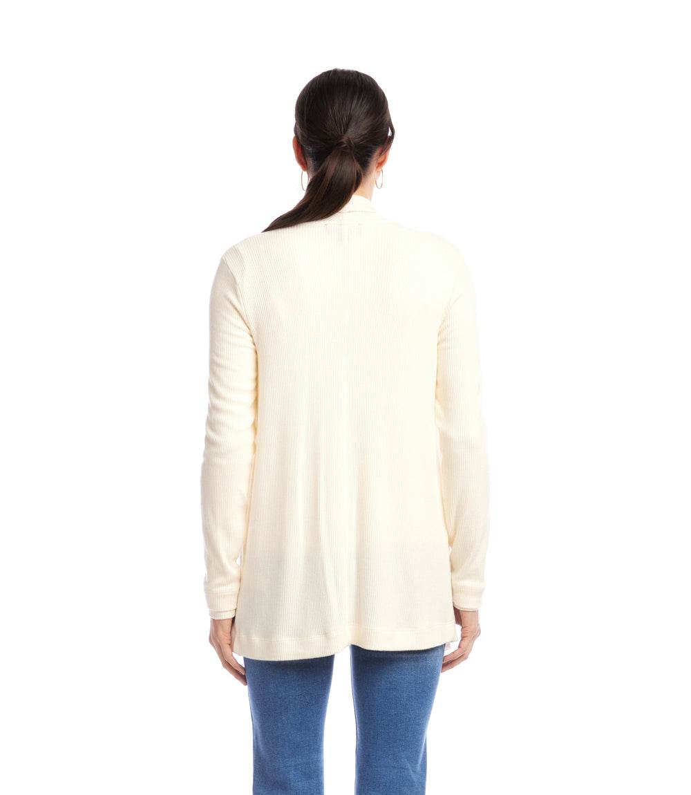 Long Sleeve Ribbed Drape Front Cardigan