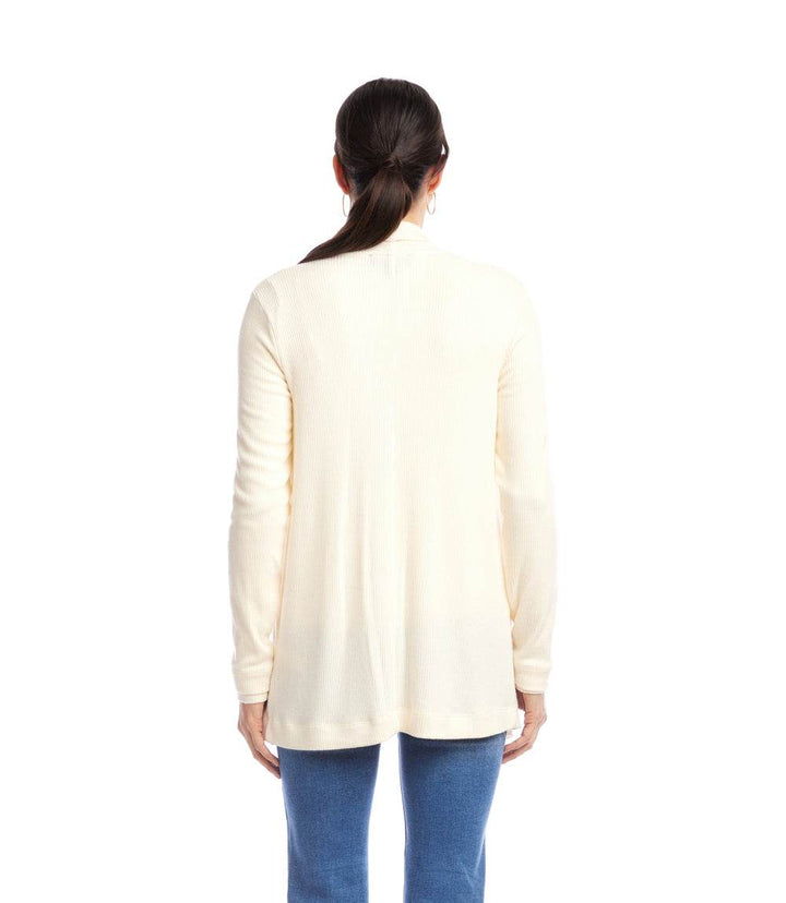 Long Sleeve Ribbed Drape Front Cardigan