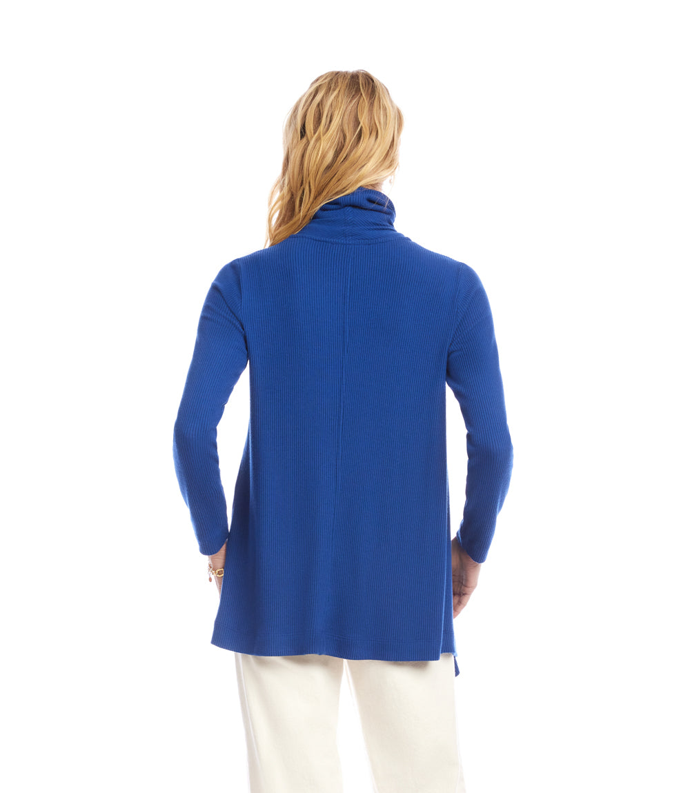 Long Sleeve Ribbed Drape Front Cardigan