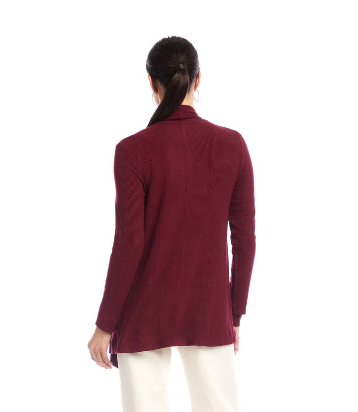 Long Sleeve Ribbed Drape Front Cardigan