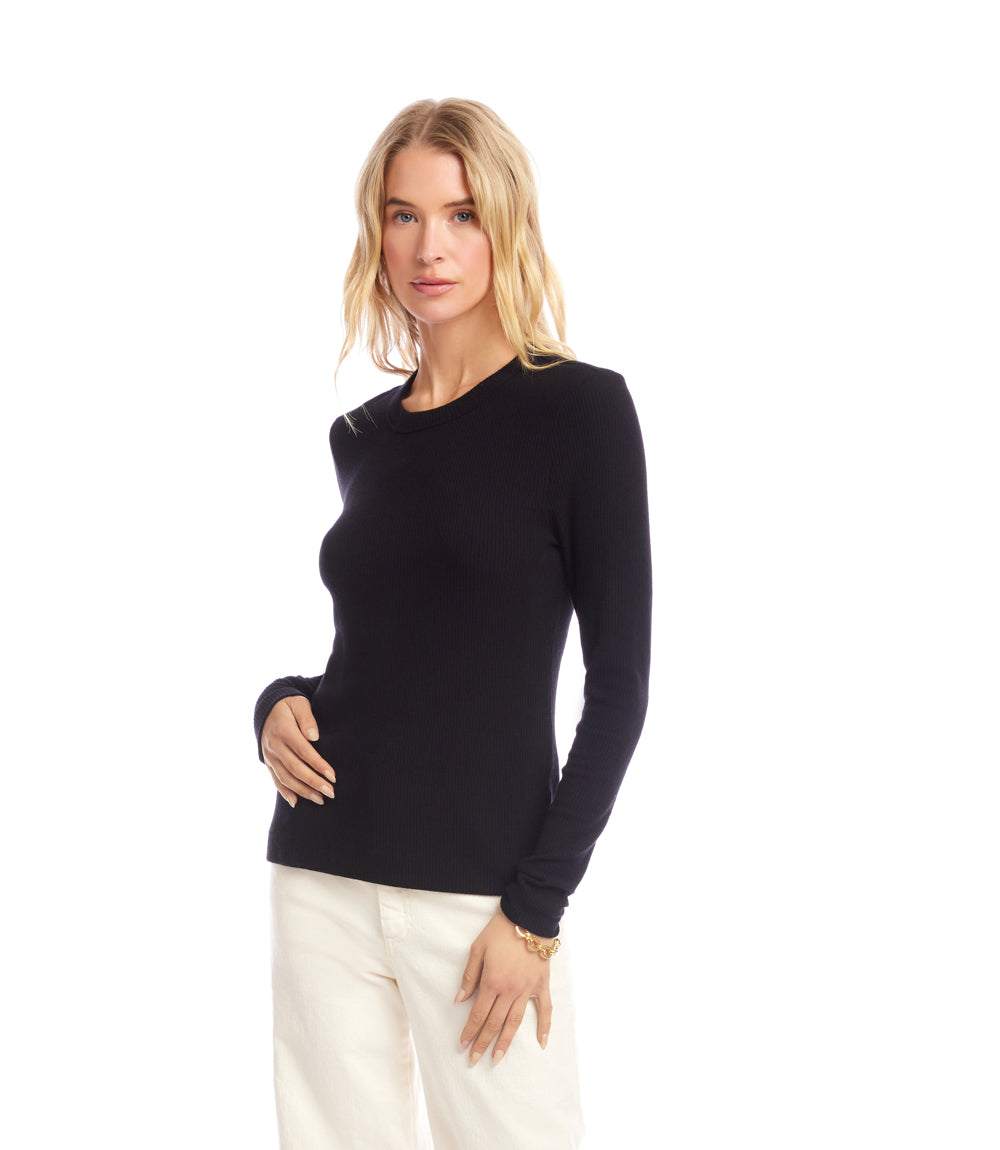 Long Sleeve Ribbed Crewneck Top