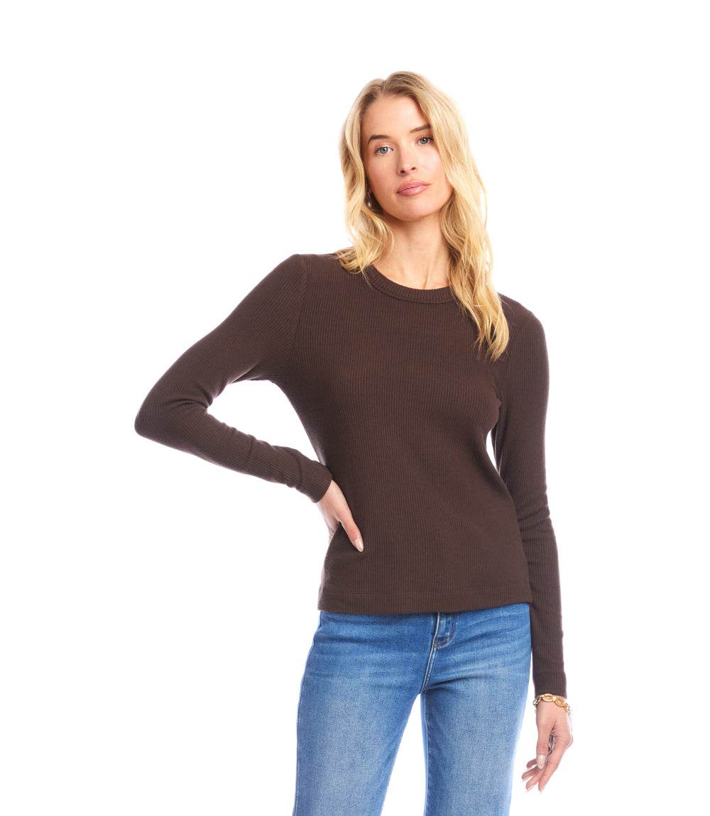 Long Sleeve Ribbed Crewneck Top