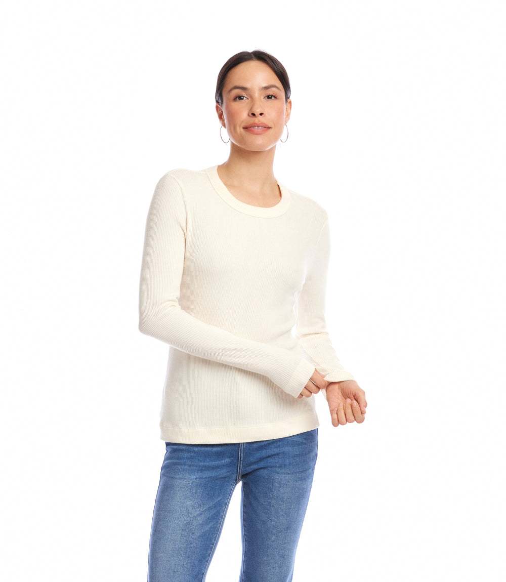 Long Sleeve Ribbed Crewneck Top