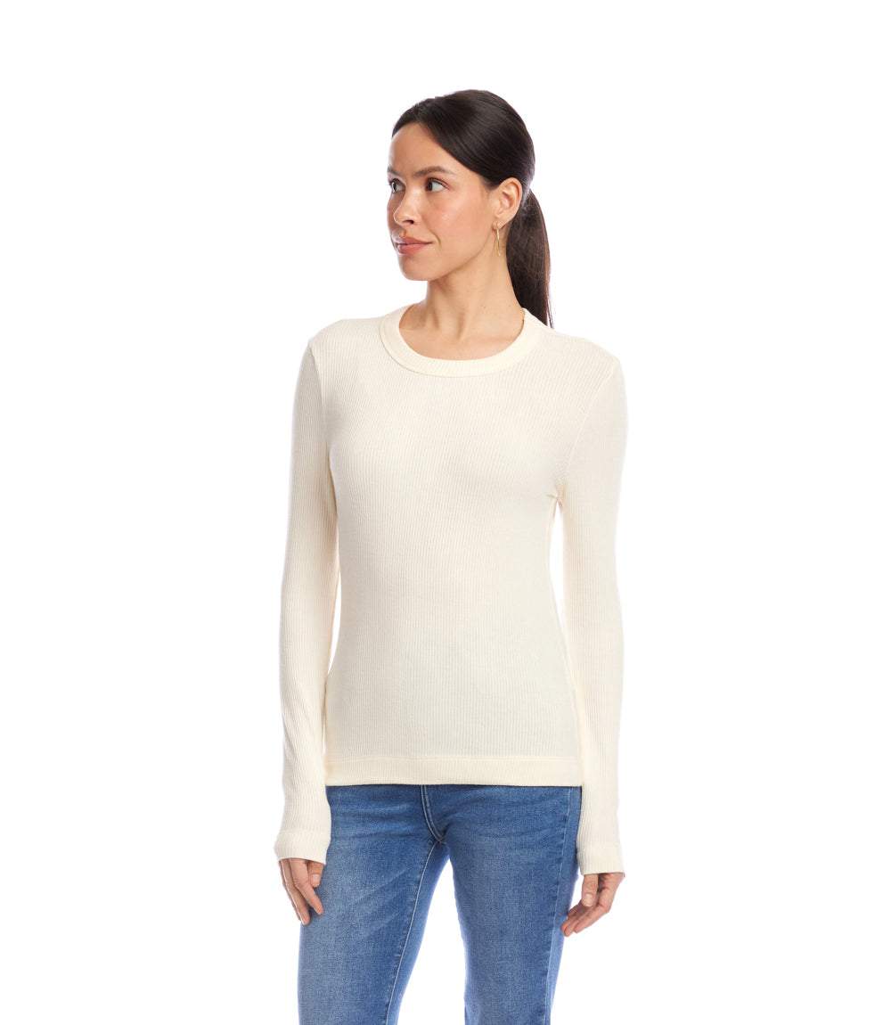 Long Sleeve Ribbed Crewneck Top