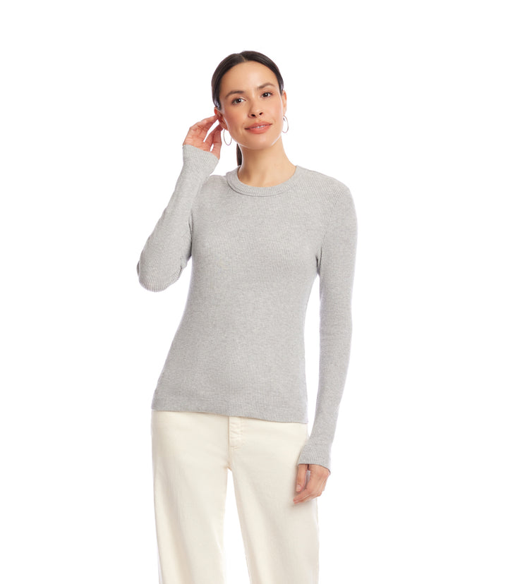 Long Sleeve Ribbed Crewneck Top