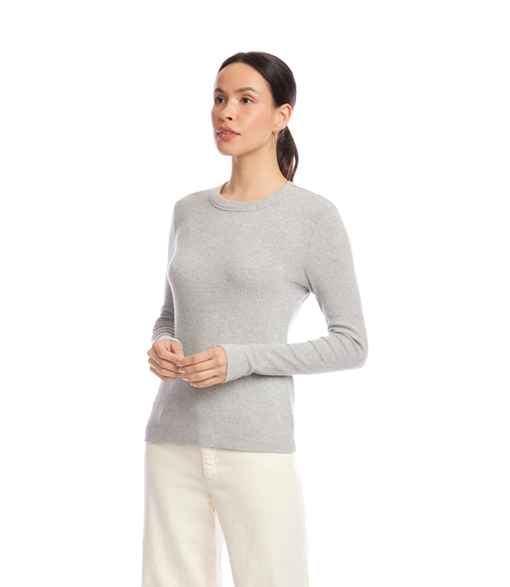 Long Sleeve Ribbed Crewneck Top