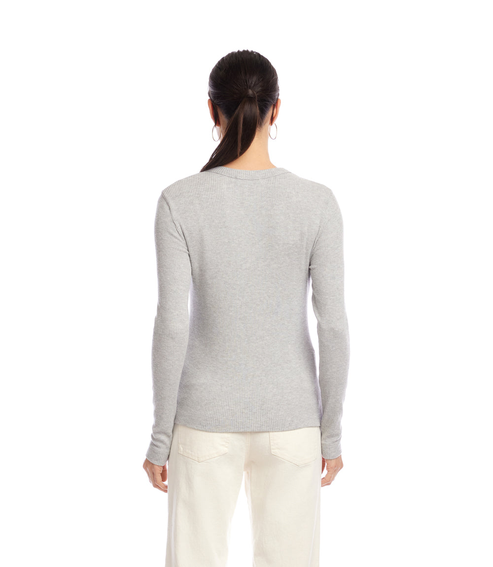 Long Sleeve Ribbed Crewneck Top
