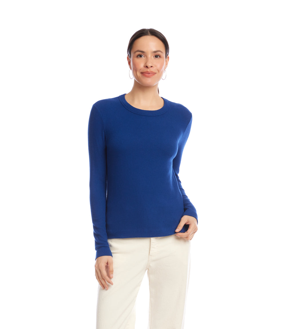 Long Sleeve Ribbed Crewneck Top